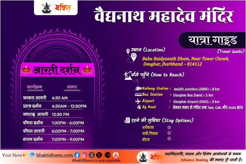 Vaidyanath Jyotirlinga Mandir Aarti darshan & Yatra Guide info